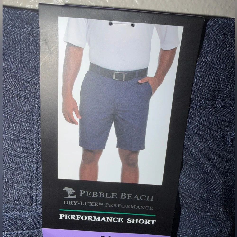 Men’s Pebble Beach Performance Dry Luxe Flat Front Golf Shorts Size 30 NWT Navy - Picture 3 of 9